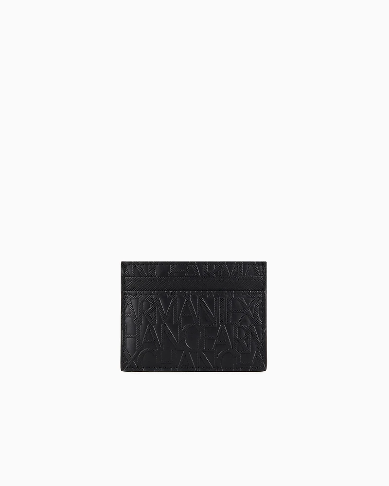 Card holder made of recycled material with embossed logo writing
