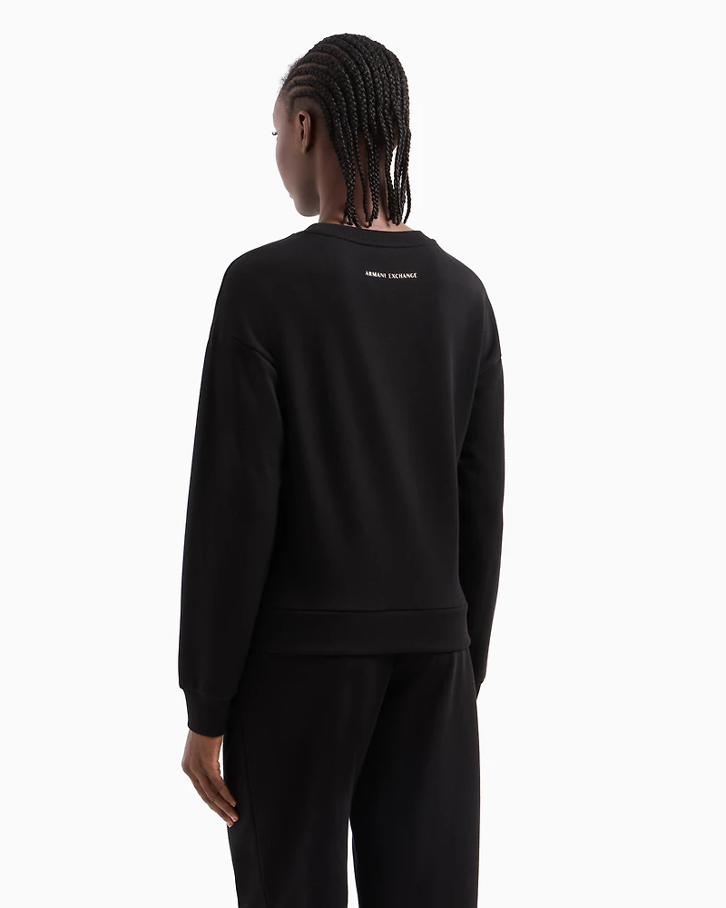 Cotton sweatshirt with metal logo