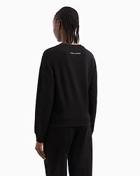 Cotton sweatshirt with metal logo