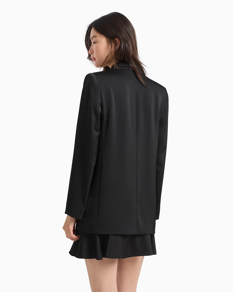 Single-breasted jacket matte satin fabric
