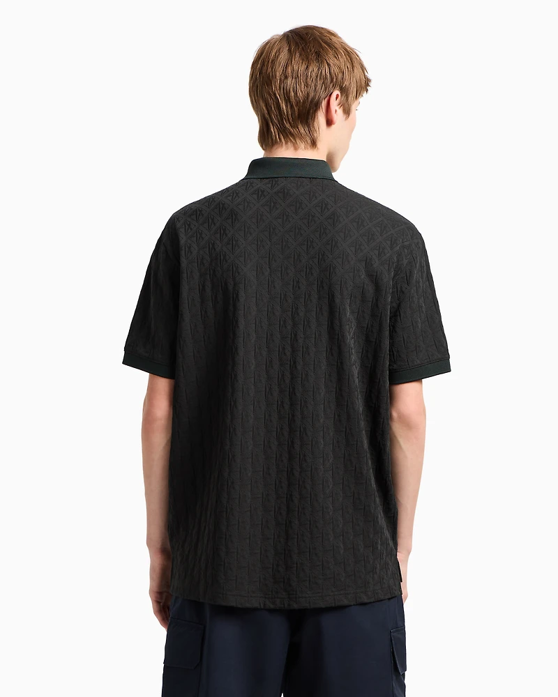 Regular fit polo shirt with tone-on-tone allover logo