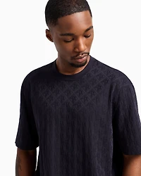 Regular fit cotton T-shirt with tone-on-tone allover logo