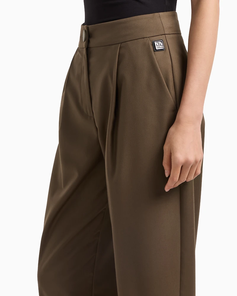 Twill pleated trousers