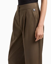 Twill pleated trousers