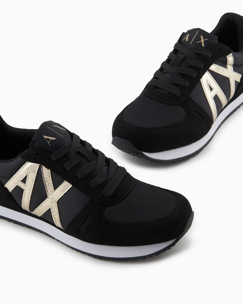 Microfiber sneakers with logo