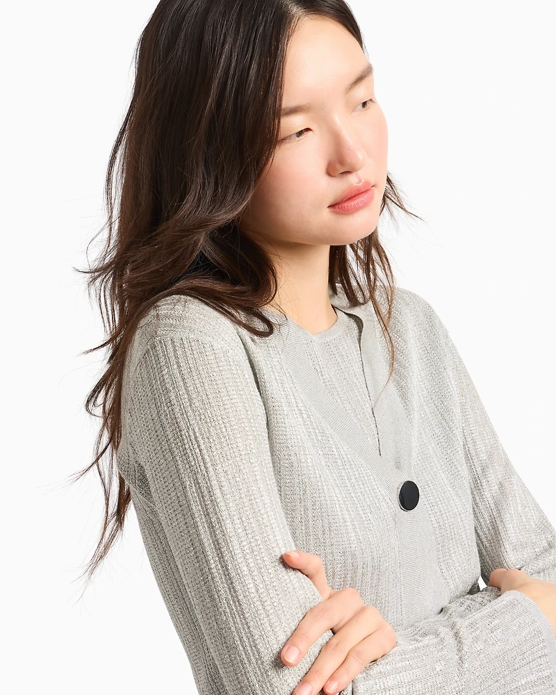 Short cardigan lurex yarn