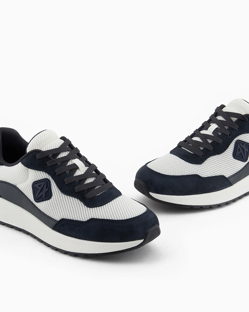 Mesh sneakers with rubber logo