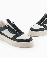 Sneakers eco-leather with elastic laces