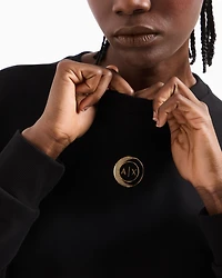 Cotton sweatshirt with metal logo