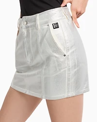 Stiff cotton mini skirt metal