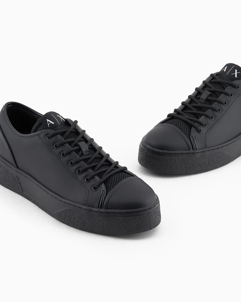 Leather sneakers with mesh insert
