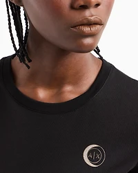 Jersey T-shirt with metal logo