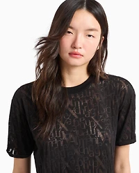 Relaxed fit T-shirt flamed fabric with logo