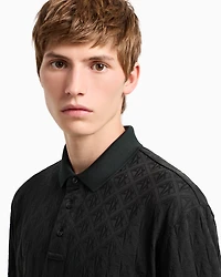Regular fit polo shirt with tone-on-tone allover logo