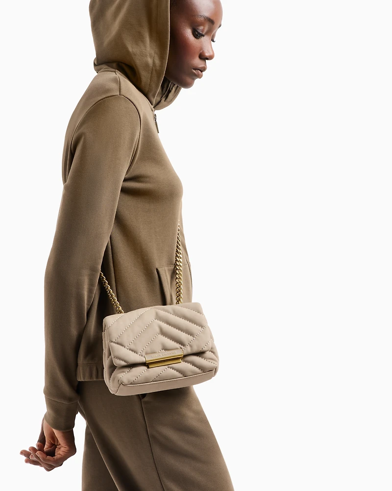 Quilted shoulder bag with chain