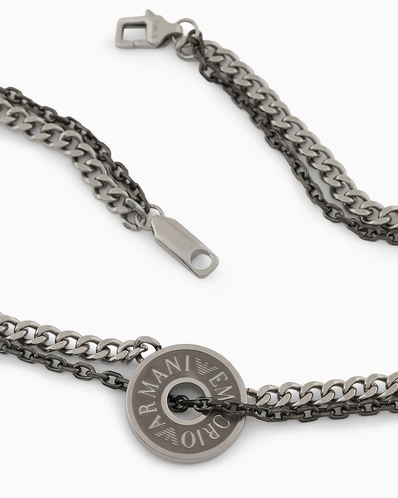 Emporio Armani -  Stainless Steel and IP Gun-Plating Chain Necklace, Man, Multicoloured, Size: TU