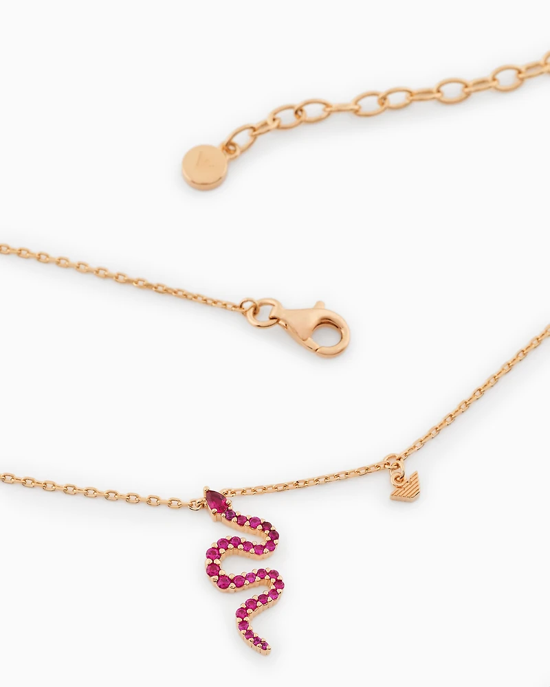 Emporio Armani -  14K Rose Gold-Plated Sterling Silver Pendant Necklace, Woman, Multicoloured, Size: TU