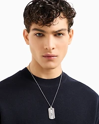 Emporio Armani -  Stainless Steel Dog Tag Necklace, Man, Multicoloured, Size: TU