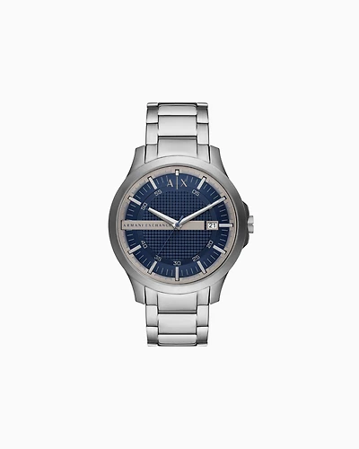 Three-hand movement watch with date display