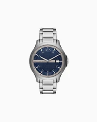 Three-hand movement watch with date display