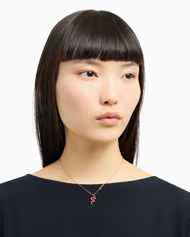 Emporio Armani -  14K Rose Gold-Plated Sterling Silver Pendant Necklace, Woman, Multicoloured, Size: TU