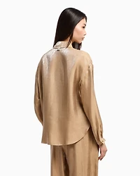 Shiny fabric shirt with allover logo