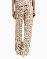 Wide-leg jacquard trousers with allover logo