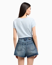 Used effect denim shorts