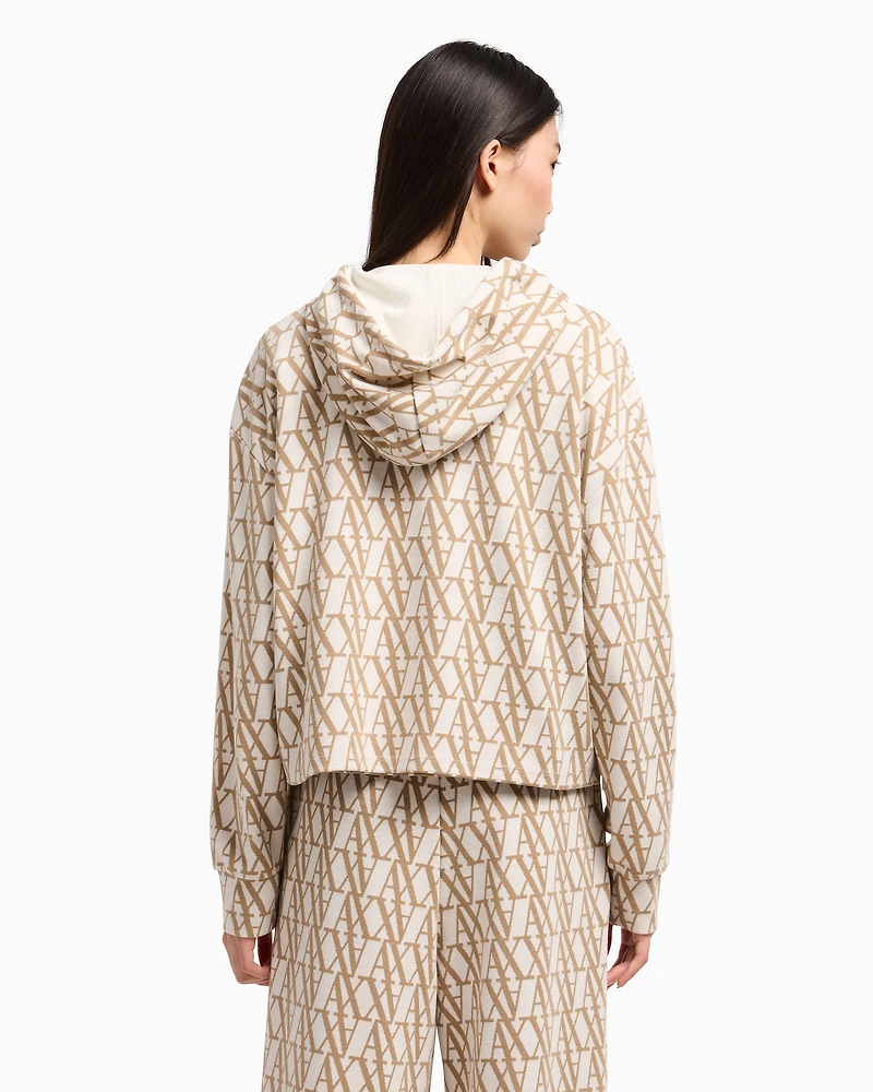 Jacquard fabric sweatshirt with allover logo