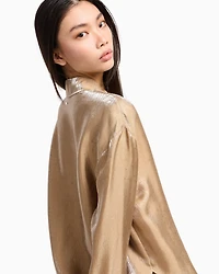 Shiny fabric shirt with allover logo