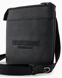 Flat shoulder bag with logo