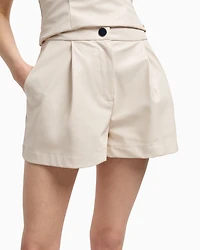 ASV eco-leather shorts with pleats