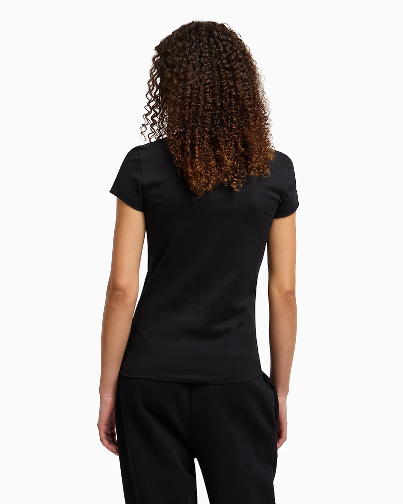 Slim fit T-shirt with logo and rhinestones