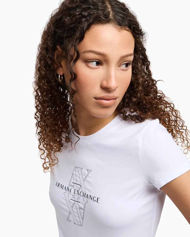 Slim fit T-shirt with embroidered logo