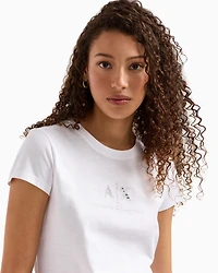 Slim fit T-shirt with logo and rhinestones