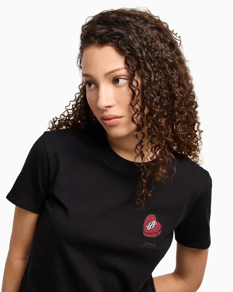 T-shirt with rhinestone heart