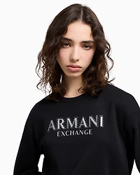 Crewneck sweatshirt with metal logo