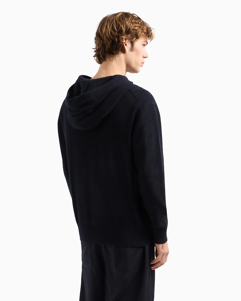 Cotton hoodie with central logo