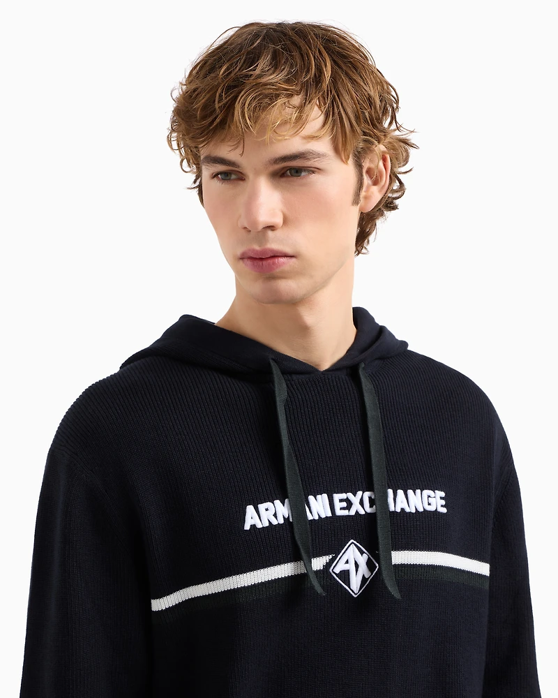 Cotton hoodie with central logo
