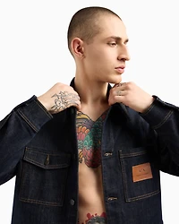 Denim jacket with logo patch