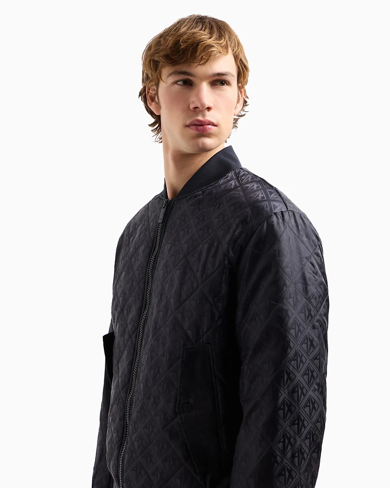 Quilted jacket with tone-on-tone logo