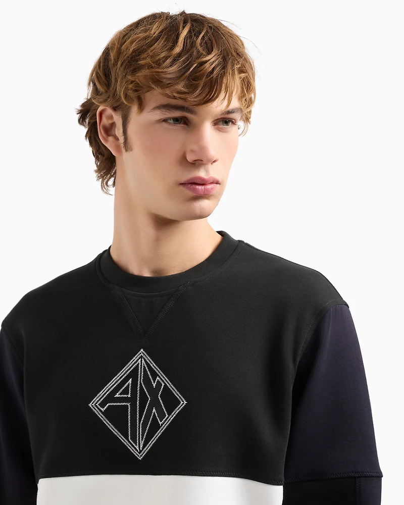Color block crewneck sweatshirt with logo
