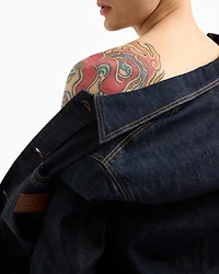 Denim jacket with logo patch