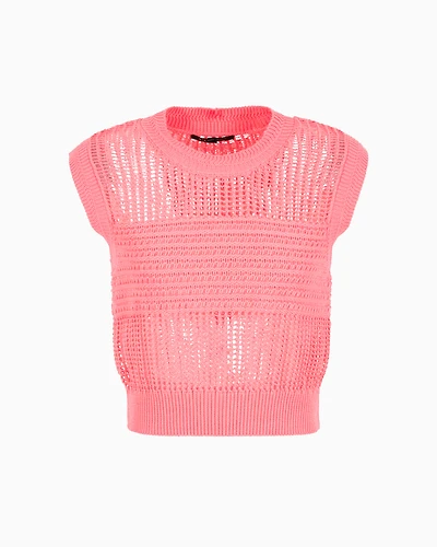 Maxi-striped cotton knit top