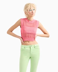 Maxi-striped cotton knit top