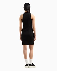 Stretch jersey midi dress with zip