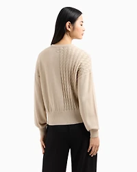 Wool blend sweater with cables