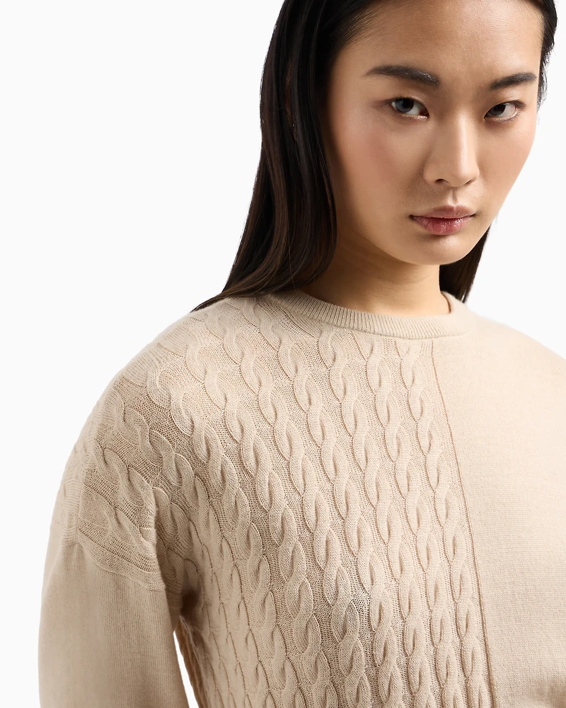 Wool blend sweater with cables