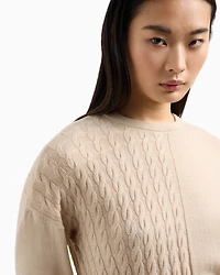 Wool blend sweater with cables