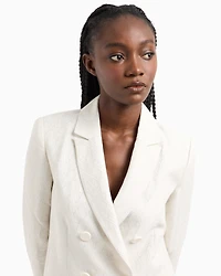 Double-breasted jacket fabric with allover logo